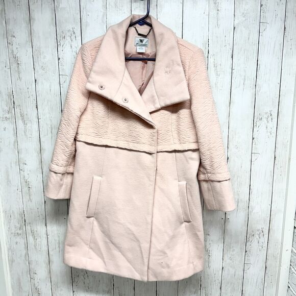 Worthington Jacket Women Size L Double Pocket Snap Button Pink Textured Cotton - Picture 1 of 5